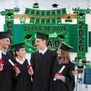 Graduation Decorations 2026 Green Graduation Party Decor Set include Congrats Grad Banner Backdrop Class of 2026 Balloons Party Supplies