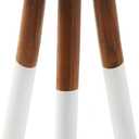 Teak 11.8" Round Dip Dyed Teak Stool | Wood Accent Side Table | Wood Plant Stand (24" Tall White)