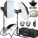 Godox 800W Professional Studio Flash Light Kit, 2-Light Godox SK400II Photo Strobe Lighting Kit for Photography, 2x400W 5600K Monolights with XT-16 Flash Trigger, Softbox, Light Stands