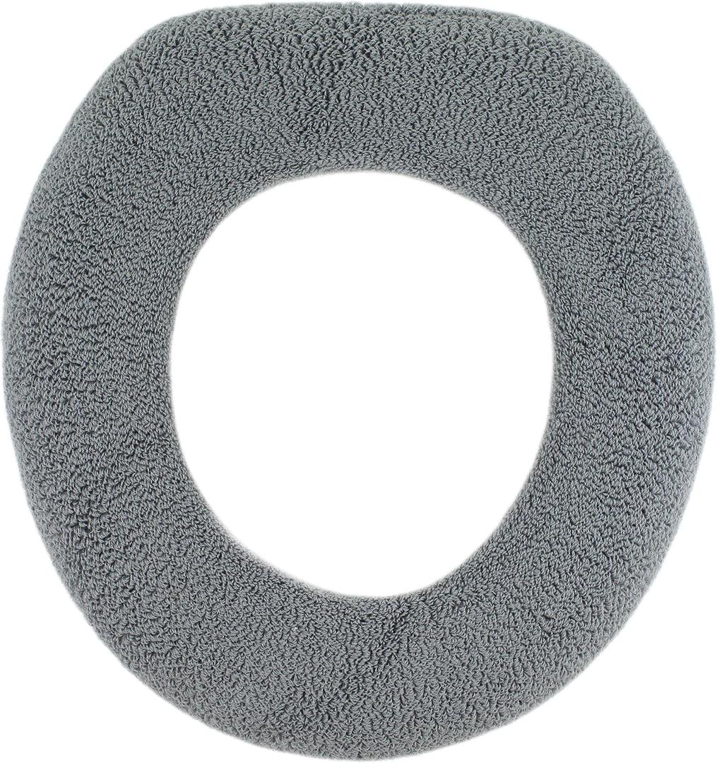 Soft Toilet Seat Cover - Plush & Thick Fabric Toilet Seat Warmer for Round & Elongated 14x18" Toilet Seats - Reusable, Machine-Washable, Easy-Install - Gift-Ready Packaging - Frost Gray