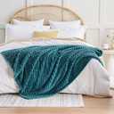 EXQ Home Fleece Blanket Throw XL for Couch or Bed - 3D Imitation Turtle Shell Jacquard Decorative Blankets - Cozy Soft Lightweight Fuzzy Flannel Blanket Suitable for All Seasons(50"×70",Teal)