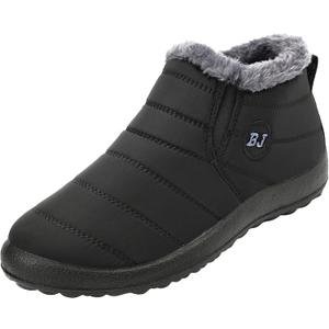 L-RUN Womens Winter Snow Boots Fur Lined Warm Ankle Boots Slip on Men's Snow Ankle Boots Lightweight Outdoor Footwear