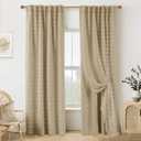 Lino Rosa Taupe Blackout Curtains Drapes 84 Inch Length 2 Panels Set for Living Room,Neutral Khaki Light Brown Boho Pattern Farmhouse Lightweight Curtains for Bedroom Nursery Boy 84 Inches Long, 50"W x 84"L