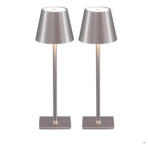 Pack Cordless Table Lamp,Portable LED Desk Lamp, 4000mAh Battery Operated, 3 Color Stepless Dimming Up, for Restaurant/Bedroom/Bars/Outdoor Party/Camping/Coffee Shop Night Light(Brushed Nickel)