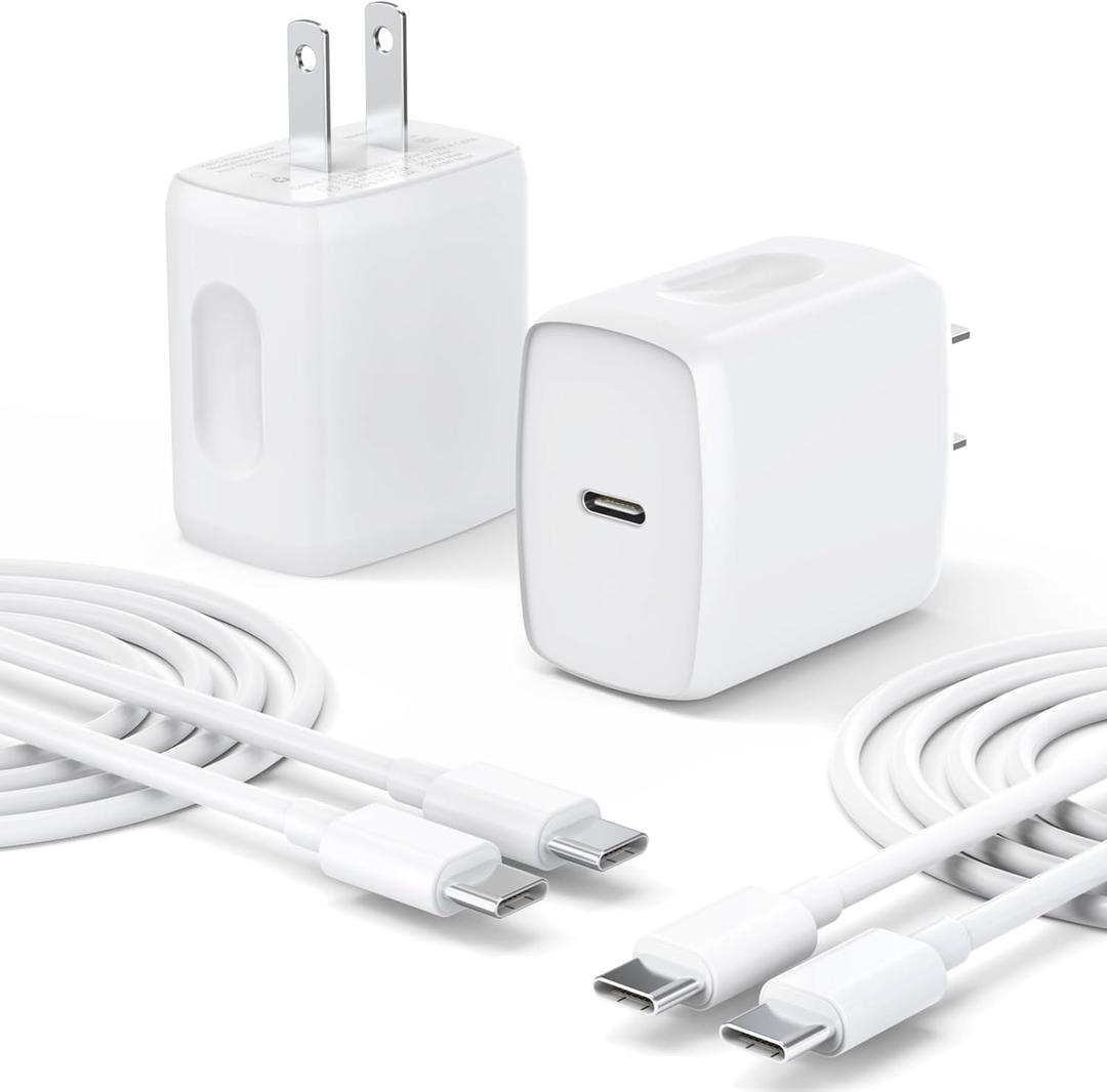 USB C Charger Type C Fast Charging 2 Pack 25W Chargers Block with 2 Pack 6FT USB C to C Cable for iPhone 17 Pro/Pro Max/Air/16 15 Pro/Pro Max/Plus/iPad/Samsung Series and More
