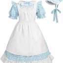 NSPSTT Prairie Dress Pioneer Costume for Girls With Bonnet -Large