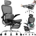 Ergonomic Office Chair, Mesh Seat Cushion with Flip-Up Armrests and 3D Headrest, Adjustable Lumbar Support, SGS Class 4 Gas Clylinder, Light Grey