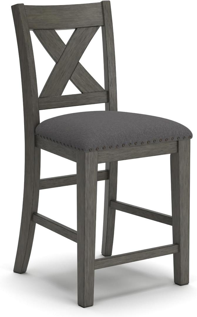 Signature Design by Ashley Caitbrook Rustic 24.63" Counter Height Upholstered Barstool, Set of 2, Gray