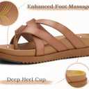 KuaiLu Womens Dressy Orthotic Flip Flops Ladies Yoga Memory Foam Summer Pool Beach Slip on Plantar Fasciitis Arch Support Khaki 9.5