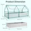 Miory Raised Garden Bed with PE Cover, 6x3x1 FT Galvanized Planter Box Outdoor with Greenhouse Cover, 2 Large Zippered Screen Windows for Vegetables, Flowers, Includes Labels & Gloves