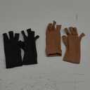 2 Pairs Arthritis Compression Gloves for Women Men, Carpal Tunnel Pain Relief, Fingerless for Typing Both Hands (Medium, Black1+brown1)