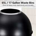 Heavy Duty Round Open Top Kitchen Trash Can - 65L/17 Gallon Stainless Steel Garbage Bin - Large Capacity, Commercial Grade, Durable Black Steel for Home, Office, Restaurant, Indoor/Outdoor