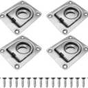 DONGKER Recessed Tie Down D-Rings Anchors,4 PCS Stainless Steel Flush Mount D-Rings with 16 Screws for Boats Trailers Trucks