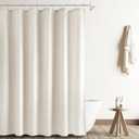 Naturoom Natural Linen Shower Curtain, Country Boho Farmhouse Bath Decor Beige Shower Curtains for Bathroom Neutral Cloth Weighted Textured Fabric Bath Curtain Liner with Hooks, Cream, 72 Inch