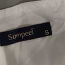 SAMPEEL Womens Summer Dresses Square Neck Puff Sleeve Tie Waist Short Dress, Small, White