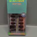 BTArtbox Press on Nails Short Square - Dark Red Nails with Glossy French Tips in a Matte Finish, Soft Gel Fake Nails Glue On Nails in 16 Sizes for for Valentine's Day Gift, Cozy Cocoa