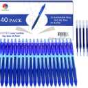ChicRosa 40 Pack Blue Gel Pens, Retractable Medium Point Gel Ink Pens Smooth Writing for School Office Home, Comfort Grip(20 Pens with 20 Refills) (Blue) (Blue)
