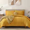 Monbix Queen Comforter Set - 7 Pieces Bright Yellow Bed in a Bag Queen Bedding Sets with Comforters, All Seasons Comforter Bed Set with Sheets,Pillowcases & Shams (Queen(90"X90"))