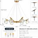 VILUXY Gold Crystal Sputnik Chandelier 6-Light Modern Pendant Light Fixture for Dining Room 25.5 Semi Flush Mount Ceiling Light Fixture for Living Room Kitchen Bedroom