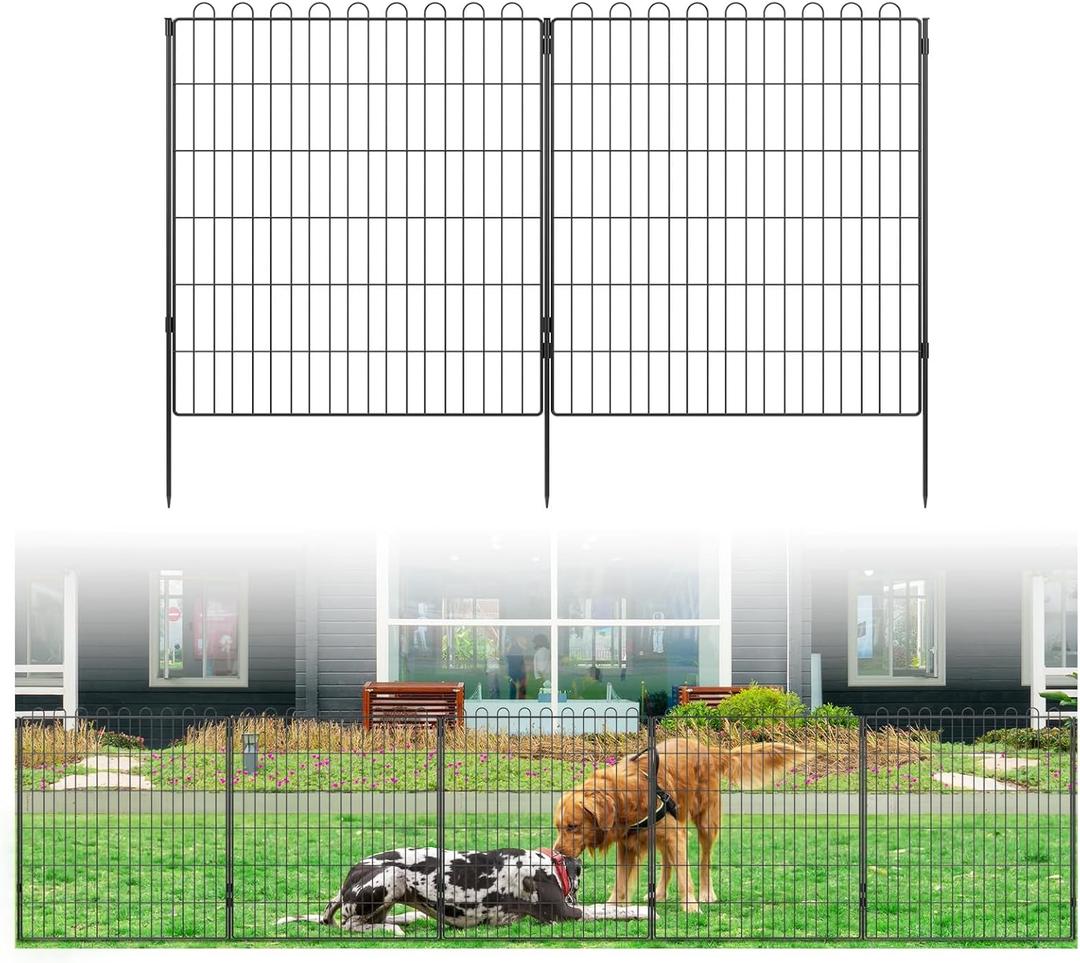 Decorative Garden Fence 10 Panels 23.6 ft(L) X 32 in(H) Animal Barrier for Yard, Patio, Garden Borders, No-Dig Outdoor Fencing with Rustproof Metal Panels, Temporary Ground Stakes for Dogs, Rabbit