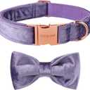 ARING PET Bowtie Dog Collar-Velvet Dog Collars with Removable Bowtie, Cute &Comfortable Purple Dog Collar,Small. (Small (Pack of 1))