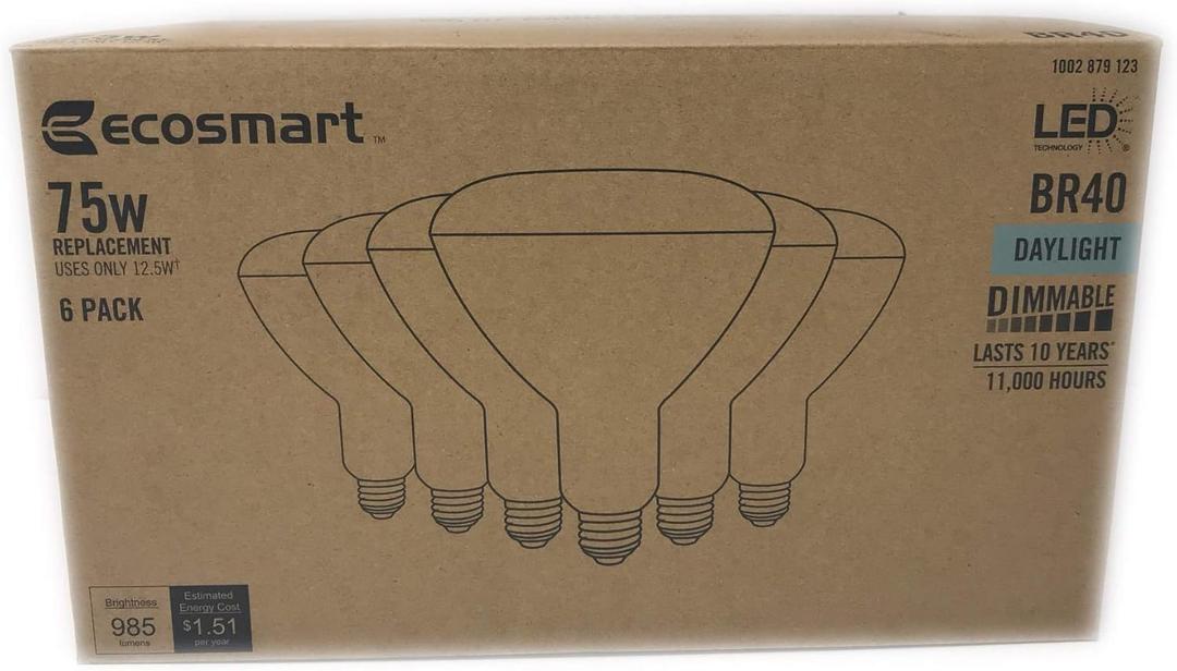 Ecosmart 75w LED BR40 Dimmable Floodlights Daylight 6-Pack