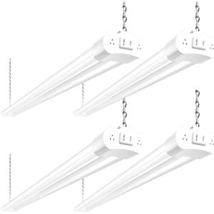 hykolity 4 Pack 4FT LED Shop Light Linkable, 4400lm, 42w(250w Equivalent), 5000K Utility Shop Lights, Hanging or Flush Mount, with Power Cord and On/Off Switch (White)