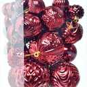 Christmas Ball Ornaments Set, 36pcs Burgundy Assorted Multi-Size Xmas Tree Ball Ornaments, Shatterproof Christmas Tree Hanging Ornaments for Xmas Decoration