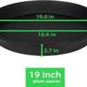 4 Pack of 19 inch Plant Saucer Drip Tray, 19 inch Heavy Duty Large Deep Plant Saucers for Pots, Plastic Flower Planter Water Trays for Indoors Outdoor (19", Black)