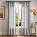 jinchan Linen Blend Grey Curtains 84 Inches Long for Living Room Farmhouse Rod Pocket Back Tab Light Filtering Window Drapes for Bedroom Curtains Gray 2 Panels