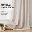 MIULEE Natural Linen Curtains 84 Inches Long 2 Panels, Pleated Tape Back Tab Soft Thick Linen Textured Window Drapes Pleat with Hooks Bedroom Living Room Light Filtering Neutral Farmhouse Cream Ivory