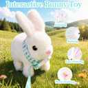 Easter Bunny Toy,Bunny My Realistic Bunny Toy,Hopping Rabbit Plush Bunny Toy,with Sounds and Movements Animated Walking Wiggle Ears Twitch Nose Gift for Toddlers Birthday(White Rabbit + Leash)