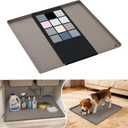 URMONA Waterproof Silicone Under Sink Mat 19'' x 19'' Shelf Liner for Kitchen and Bathroom, Cabinet and Counter Protector, Storage and Organizers, Litter Mat, Pet Cat Puppy Essentials(Beige)