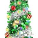 5 Ft Pop Up Christmas Tree Tinsel Dual Color Change Timer 4 Modes DIY 60 Warm White & Colored Lights 15 Christmas Ball Ornament 3D Star Battery Operated Pencil Xmas Slim Tree Home Indoor Holiday Decor