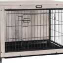 HOOBRO Dog Crate Furniture, 38.6" Large Dog Kennel Indoor, Wooden Cage with Pull-Out Tray, Double Doors Pet House Side End Table for Large/Medium/Small Dogs, Greige BG982GW03