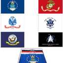 GLOBAL ADVERTISING SOLUTIONS Lot of 6 Branches Military Flags, 3x5 foot Banner Grommets, Air Force, US Navy, Coast Guard, Marines, Army Polyester Flags Set Space Force (Pack of 6)
