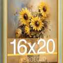 16x20 Picture Frame, HD Real Glass Ornate Vintage 16x20 Photo Frame, 16 by 20 Poster Frame with Gold Green Texture Border Horizontal & Vertical Display for Tabletop or Wall Decor (1 Pack)