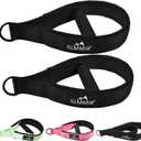 Pilates Double Loop Straps for Pilates Reformer, Fitness Metal D Ring Straps Handle, Pilate Accessories Yoga Wristbands Exercise Straps for Gym Home Workout 2PCS (Black with Handle)