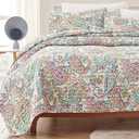 SLEEP ZONE 3-Piece Printed Quilt Set - Full/Queen Size - Lightweight Reversible Bedding Coverlet Set for All Season (Classic Paisley Pattern), Full/Queen (90x96 inch | 2 Pillow Shams)