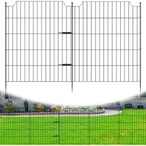 5 Panels Decorative Garden Fence with Gate, 33 in(H) X 12 ft(L) No Dig Animal Barrier Fencing, Rustproof Metal Wire Border Fence for Dogs, Rabbits, and Yard, Temporary Outdoor Garden Edging Fence (5 Panels - 33in(H) x12ft(L) with Lock)