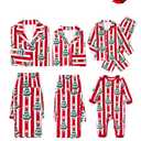 Family Matching Women Christmas Pajamas: Button Down Red Stripes and Christmas Tree Patterned PJS for Family Reunion Christmas Party Take Photos Gift for Couples - Women Large