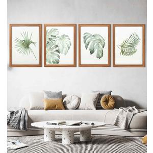 Art3d Framed Wall Art Set of 4 for Wooded Aesthetic Wall Decor for Living room Kitchen Hallway Bedroom, Green Plant Picture Frame, Neutral Botanical Wall Prints (11 x 14", Brown)