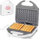 AshGlen Ceramic Mini Waffle Maker 2 Slices, Belgian Waffle Maker, Waflera Electrica, Double Small Waffle Maker, Making 2  4" Waffles with PFAS-Free Ceramic Coated Non-Stick Cooking Plates, White