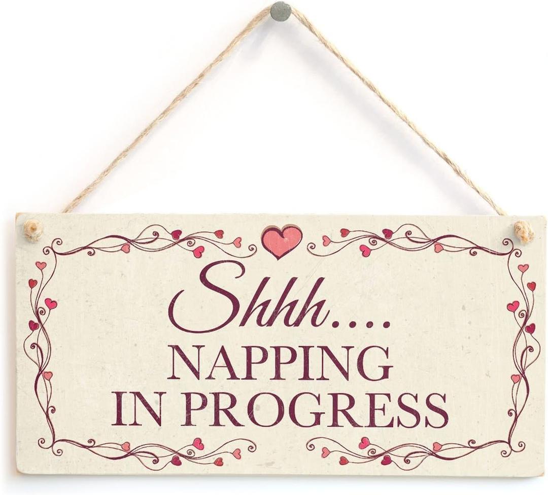 Meijiafei Shhh Napping in Progress - Beautiful Taking A Nap Notice Plaque 10"x5" (Napping in Progress)