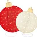 Best Choice Products 2pc Lighted Pop-Up Outdoor Christmas Ornament Set, Holiday Ball Decoration w/ 180 LED Lights, 8 Light Functions - Red/White