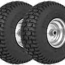 15x6.00-6 Lawn Mower Tire and Wheel 2pcs 15x6-6 nhs Riding Mowers Front Tire for J ohn Deere, C raftsman, H usqvarna Riding Tractors and Zero-Turn Mowers, 3/4" Bushing, 3" Centered Hub