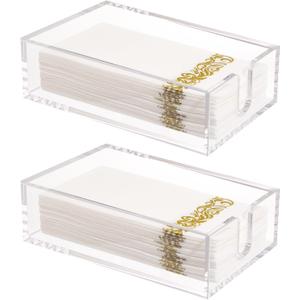 Rubtlamp 2 Pack 0.12 Thickness Clear Napkin Holder, Flat Napkin Holder,9x5.5x2.5inch Acrylic Guest Towel napkin holder, Clear Bathroom Paper Hand Towels Storage Tray For Kitchen Dinning