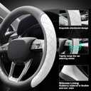 LKWLIKEI Nappa Leather Steering Wheel Cover, Elegant Diamond Checkered Design, Non-Slip wear-Resistant, Enhance Driving Comfort, Suitable for Steering Wheel Diameter 14 1/2-15 Models.Black White