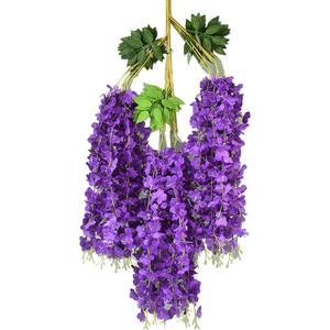 GRABAGECAN Fake Bouquet,Artificial Hanging Flowers 12 Pcs Simulation Silk Flower for Vine Flowers String Home Party Wedding Decor Fake Floral (Purple Blue)