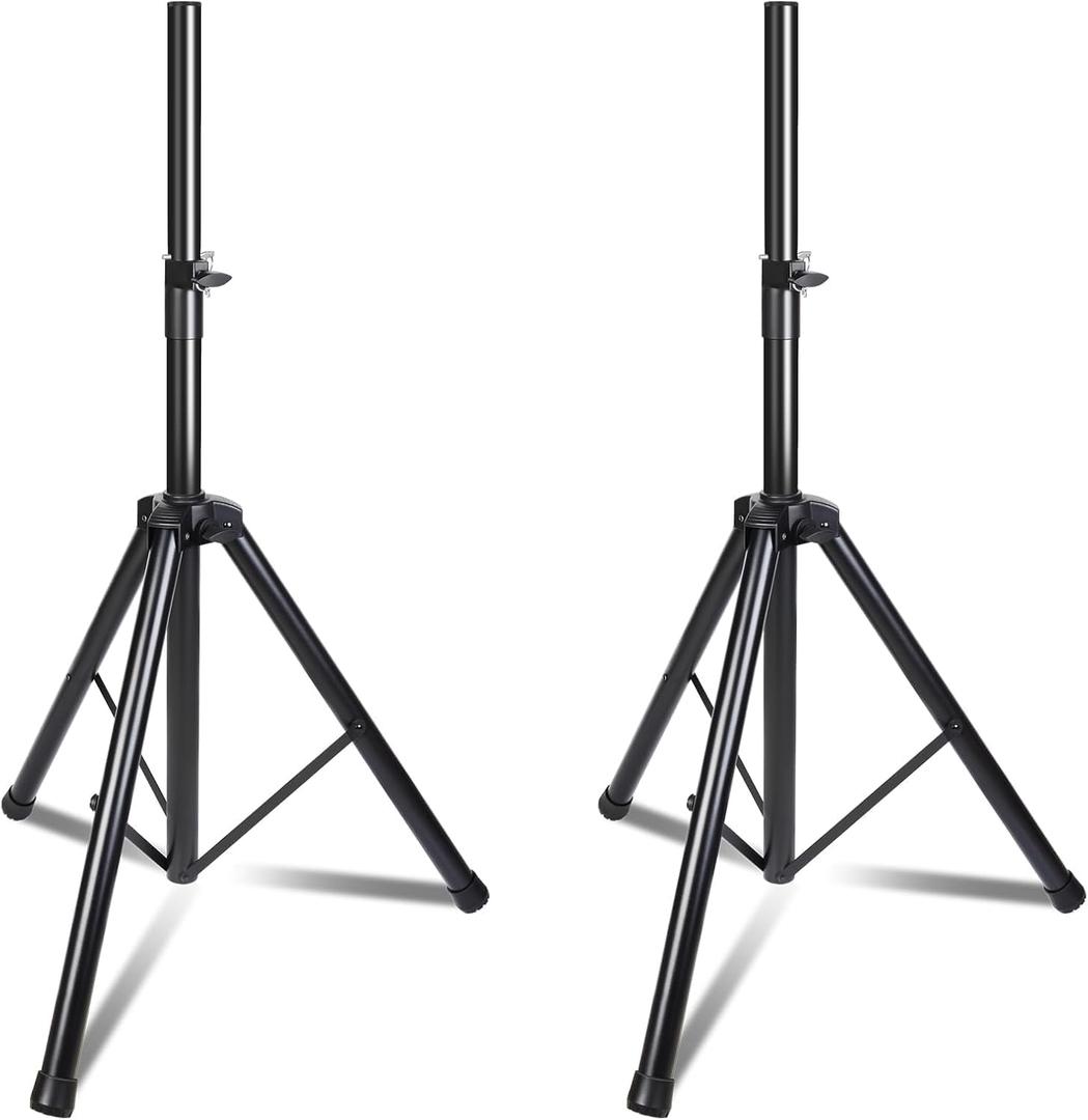 Speaker Stands Pair, Universal Speaker Tripod Stand Adjustable Height from 35 to 60 Inch Heavy Duty with 35 MM Compatible Insert for Stage